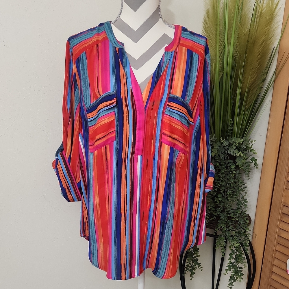 Torrid Harper Vibrant Multicolor Striped Blouse